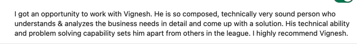 LinkedIn recommendation from Manager