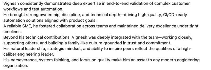 LinkedIn recommendation from recent organisation